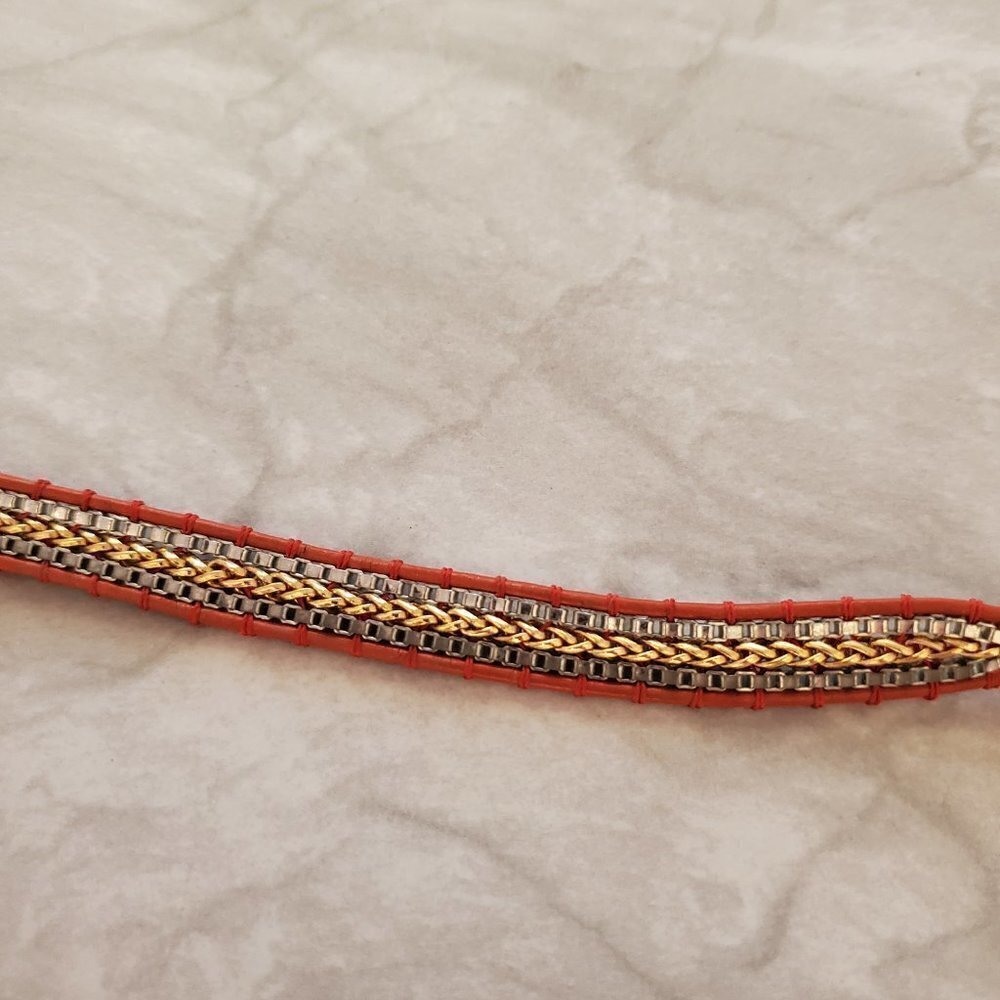 🧡 Stella and Dot Orange Cord Button Adjustable Box Chain Bracelet 🧡 - Picture 8 of 11